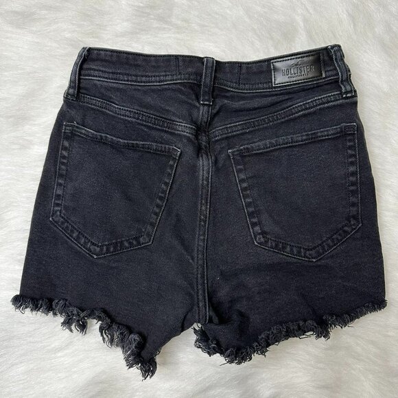 Hollister Sz 26 LOT of 2 Denim Cut-Off Shorts High Waisted Black / Med Blue - Picture 13 of 16